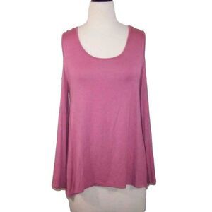 Arizona Jean Co Shirt Top Large Soft & Stretchy Cold Shoulder Scoop Neck